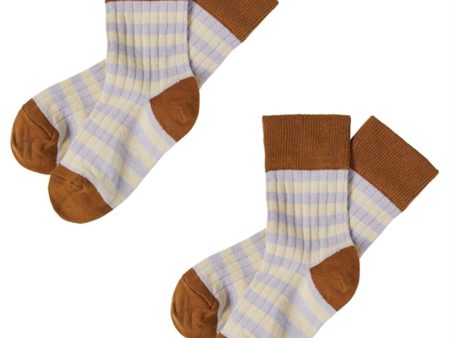 FUB Rust Heather 2-pack Classic Striped Strumpor For Discount