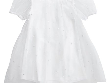 Dolly by Le Petit Tom Pearl Tulle Puff Aline Klänning White For Sale