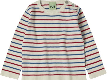 FUB Ecru Azure Crimson Red Bebis Contrast Striped Blus Online