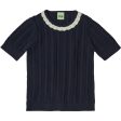 FUB Dark Navy Pointelle T-Shirt on Sale