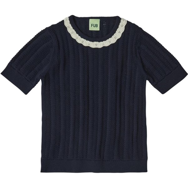 FUB Dark Navy Pointelle T-Shirt on Sale