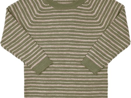 Copenhagen Colors Sage Green Cream Comb Merino Classic Rib Tröja on Sale