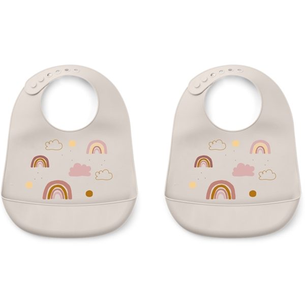 Liewood Tilda Silicone Bib Rainbow Love Sandy 2 Pak For Cheap