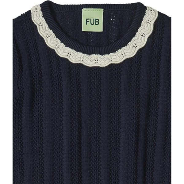 FUB Dark Navy Pointelle T-Shirt on Sale