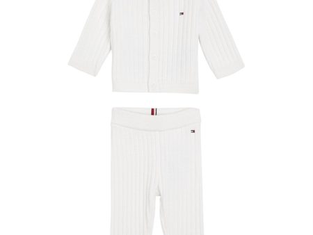 Tommy Hilfiger Bebis Rib Stickad Tröja Set Presentlåda White For Sale