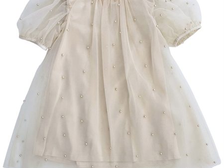 Dolly by Le Petit Tom Pearl Tulle Puff Aline Klänning Pearl Cheap