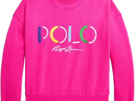 Polo Ralph Lauren Girls Sweatshirt Bright Pink Hot on Sale