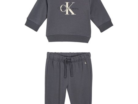 Calvin Klein Monogram Sweatshirt Set Dark Grey Online Sale