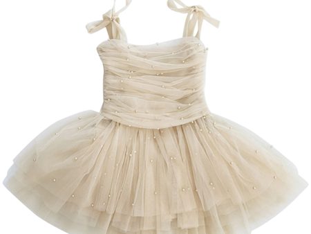 Dolly by Le Petit Tom Pearl Tulle Ballerinaskor Klänning Cream For Discount