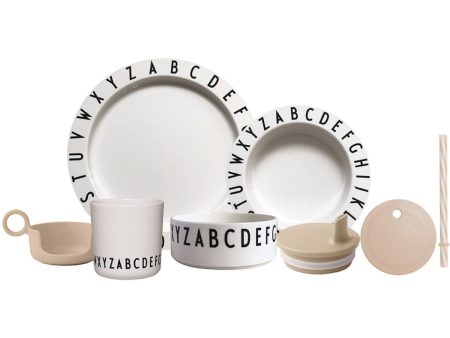 Design Letters Beige White Eat & Learn Plate set Sale