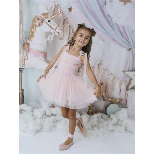 Dolly by Le Petit Tom Unicorn Rainbow Ballerinaskor Tulle Tutu Klänning Rainbow Pastel Fashion