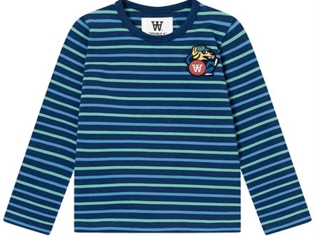 Wood Wood Navy stripes Kim Doggy Patch Tröja For Cheap